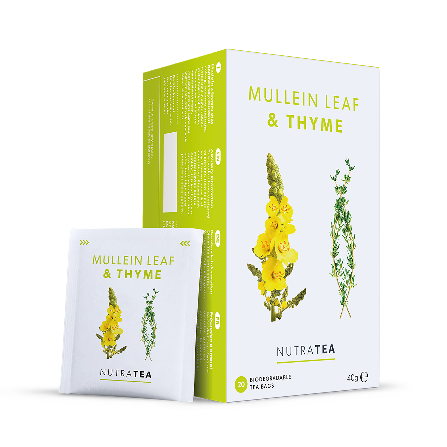 Mullein Leaf & Thyme Herbal Tea 20 tea bags, imported from the UK