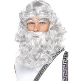 Smiffys Zeus costume kit with grey wig, beard and eyebrows, UK version