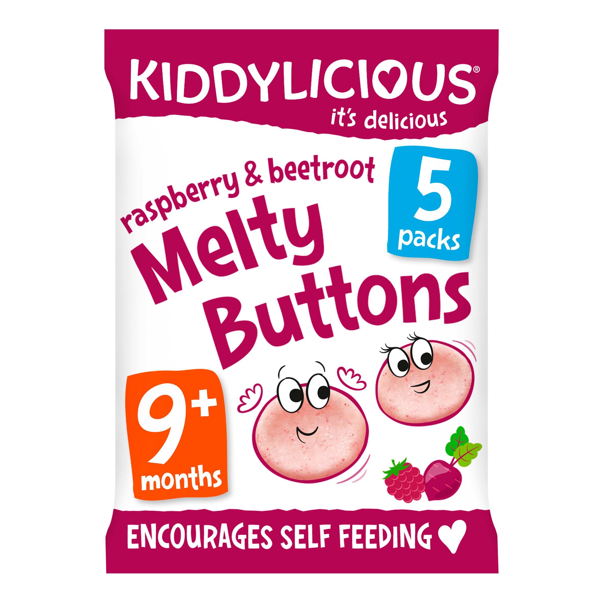 Kiddylicious Raspbery & Beetroot Melty Buttons Baby Snacks 5x6g GOODS Sainsburys   