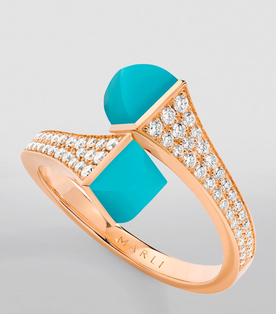MARLI New York Cleo ring rose gold diamond turquoise - British product