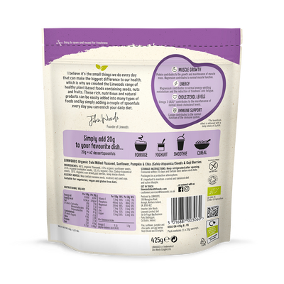 Graines de lin moulues Linwoods, graines de tournesol, de citrouille et de chia avec baies de goji 425g