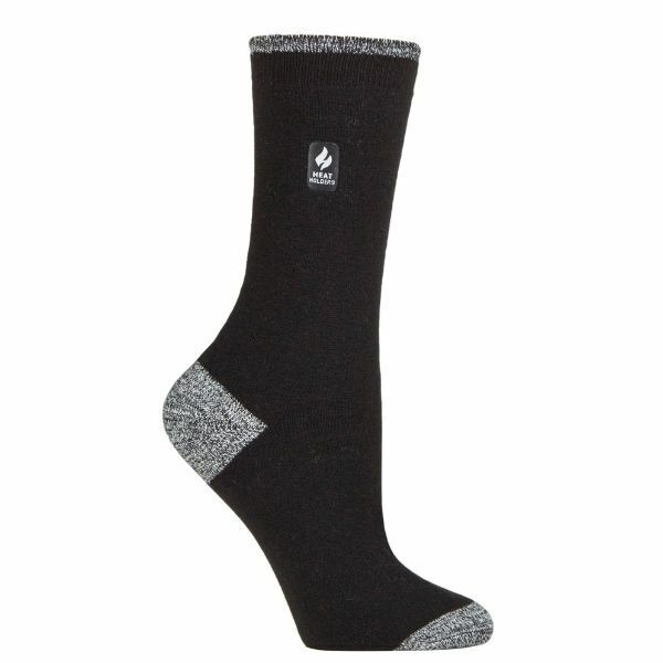 Heat Holders Ladies Ultra Lite Thermal Dress Socks 4-8 UK GOODS Superdrug Black / White (Oia)  