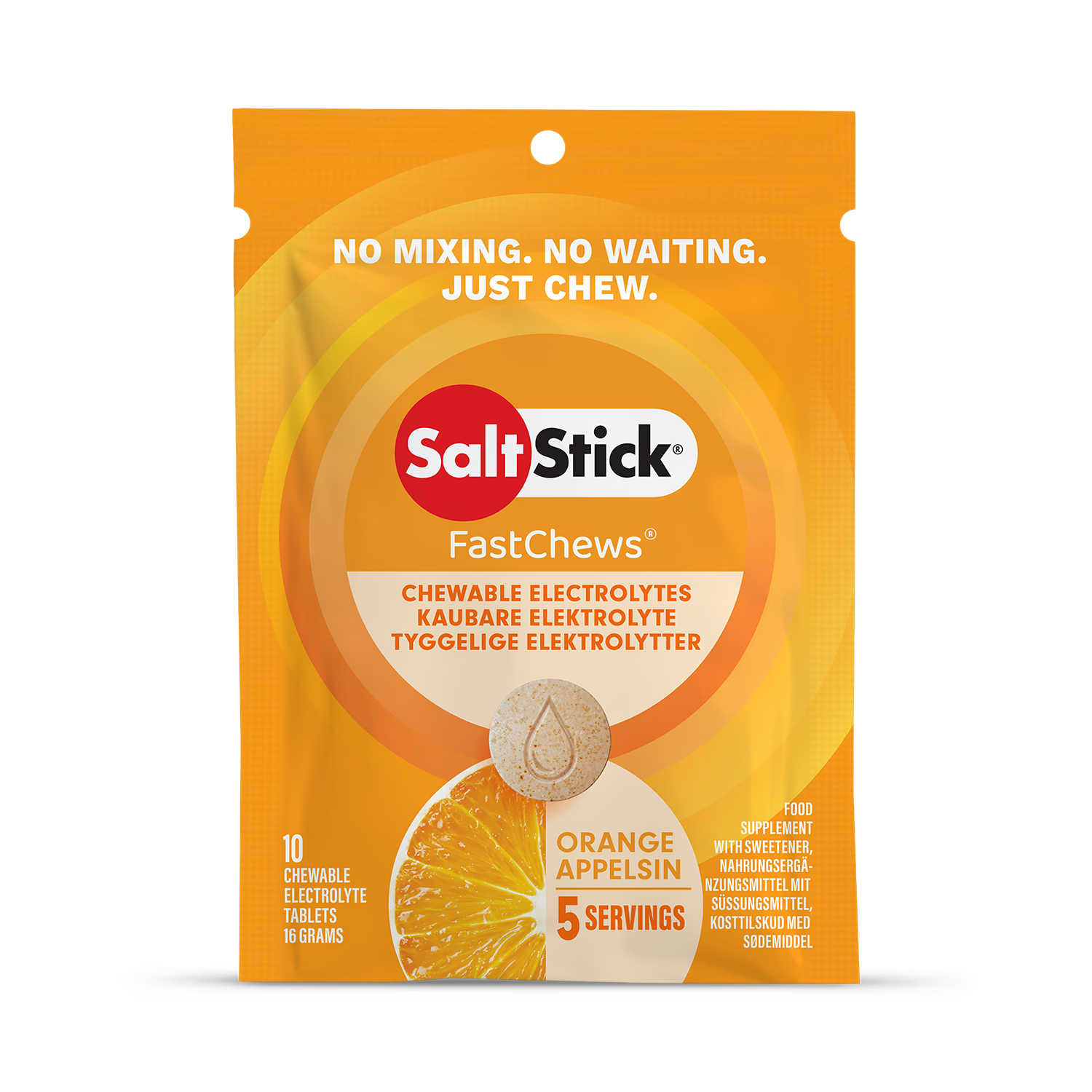 SaltStick electrolyte chewable tablets Tart Orange 10 tablets, UK version