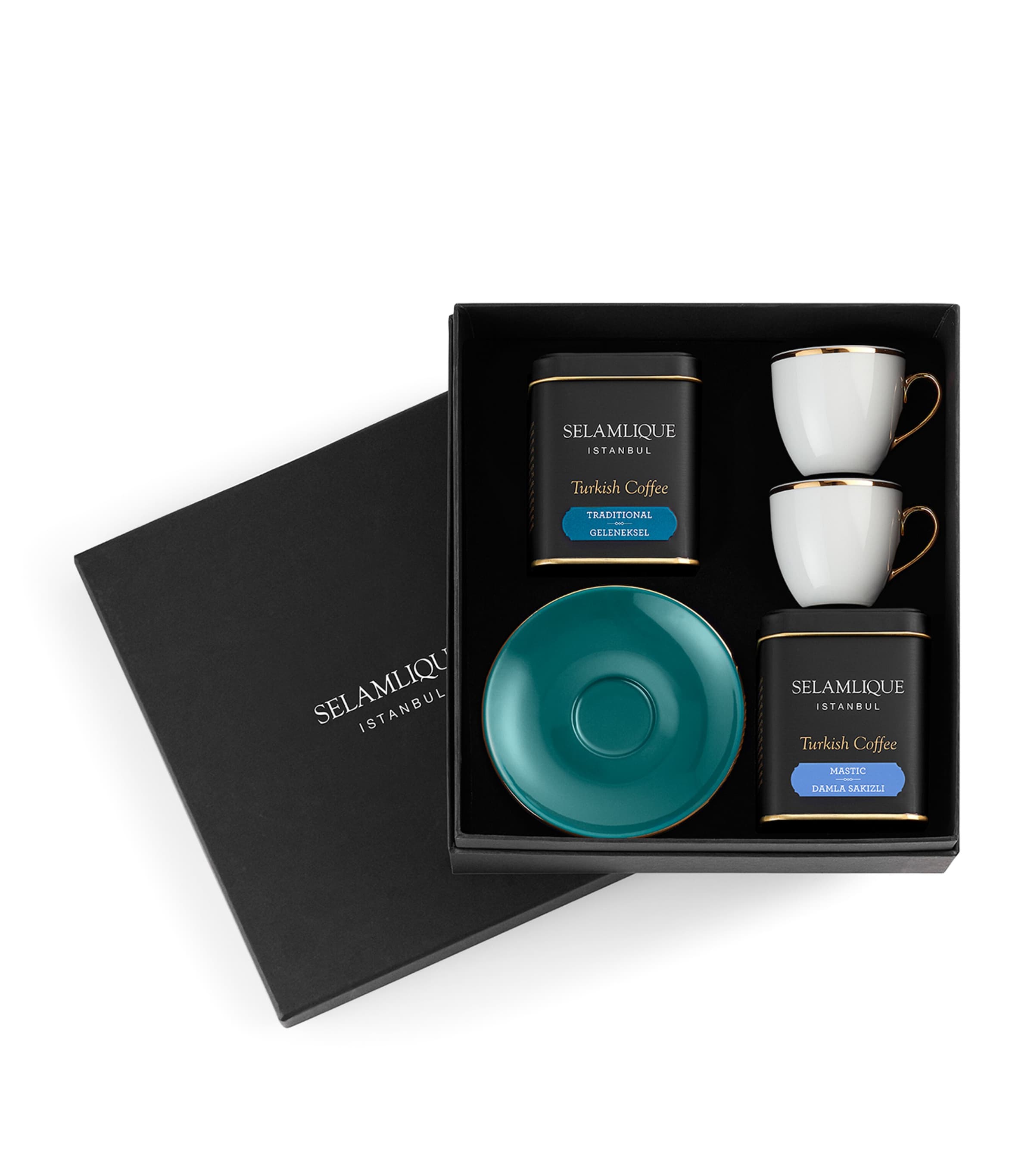Selamlique Turkish coffee and cup set traditional and mastic blends (British brand)
