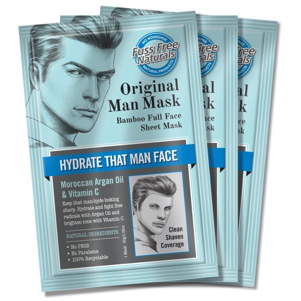 Fuss Free Naturals Hydrating Face Mask Clean Shaven Pack of 3 - British product