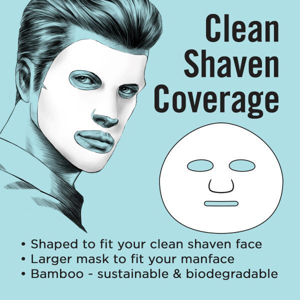 Fuss Free Naturals Hydrating Face Mask Clean Shaven Pack of 3 - British product