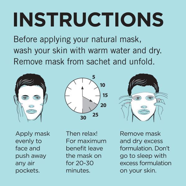 Fuss Free Naturals Hydrating Face Mask Clean Shaven Pack of 3 - British product