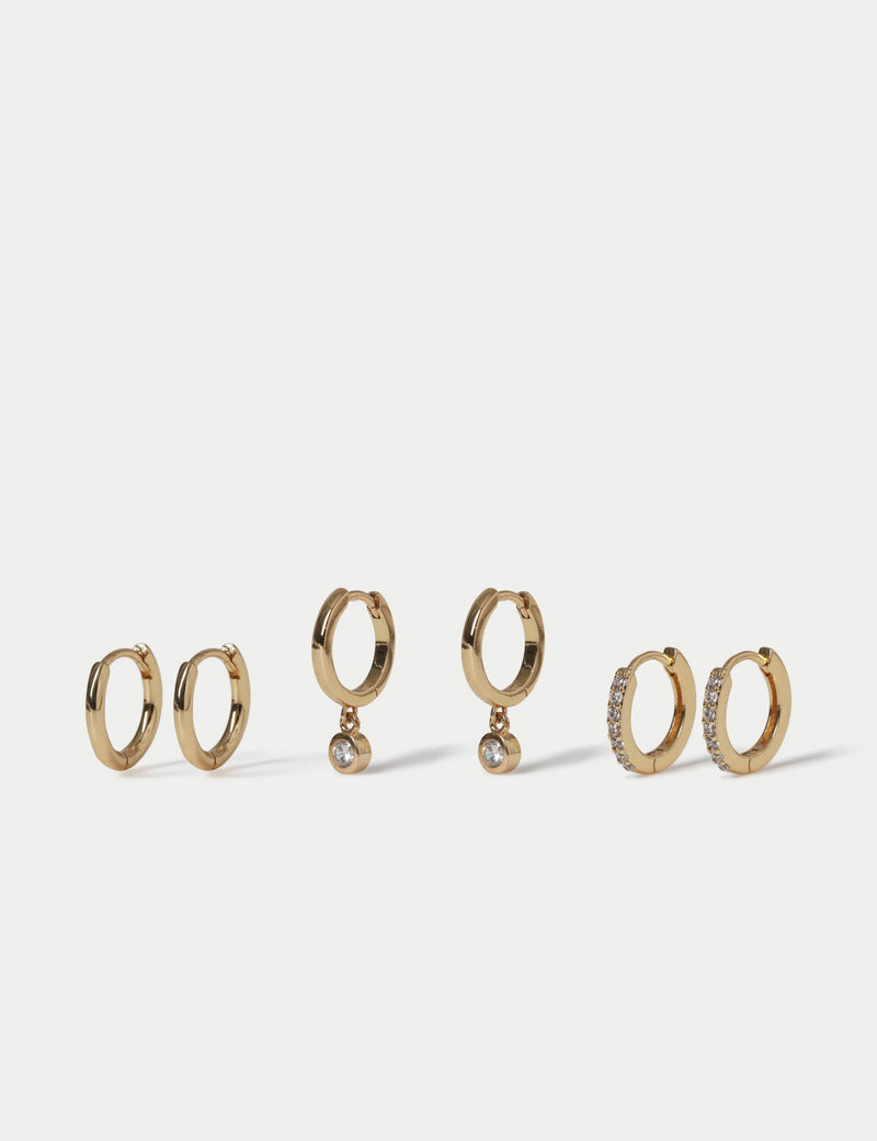 M&S 14ct gold plated pearl earrings 3-pack - British product
