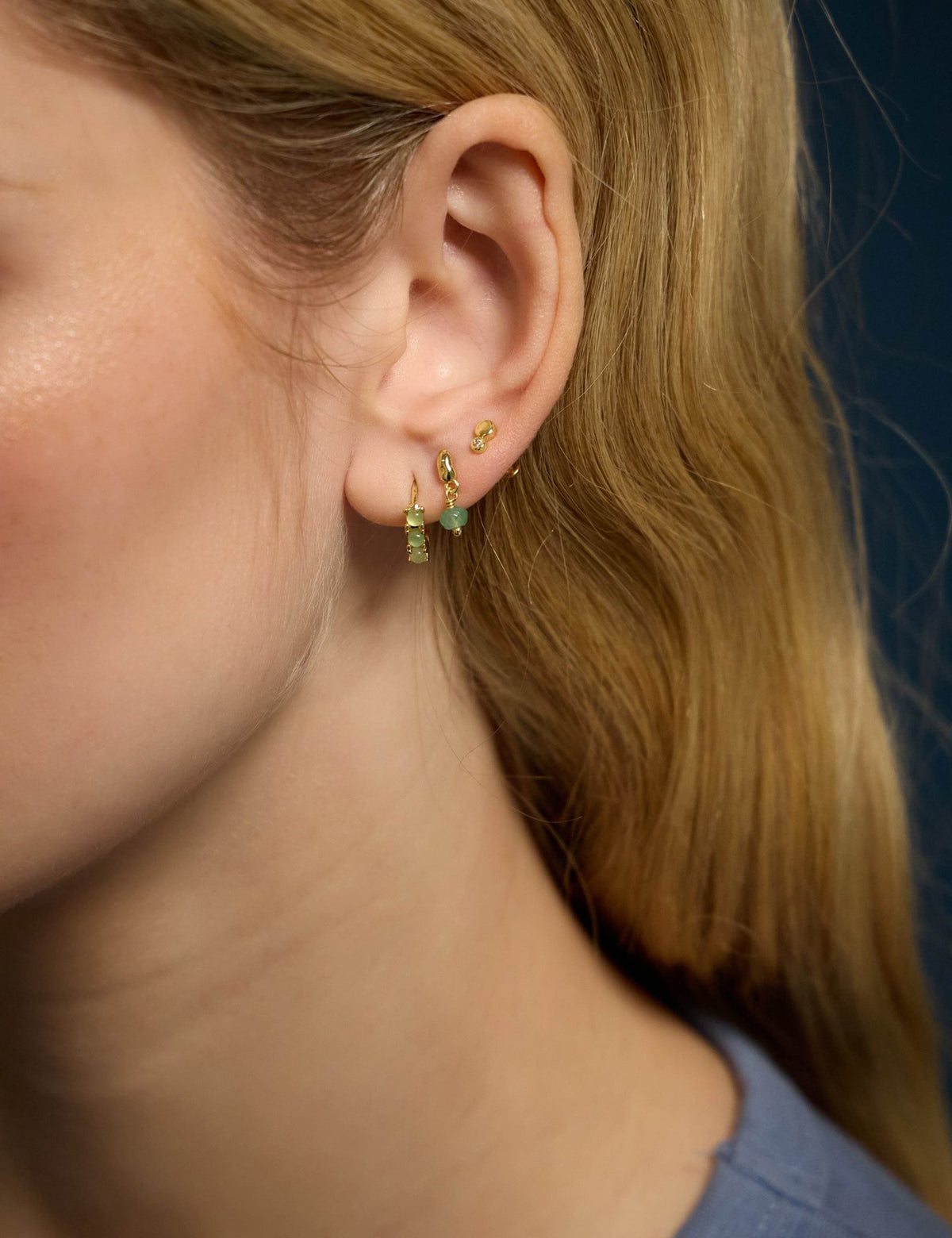 Accessorize gold plated aventurine earrings (British brand)