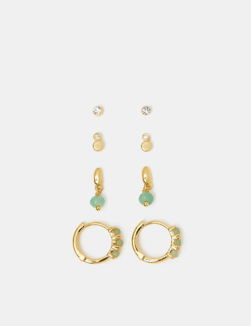Accessorize gold plated aventurine earrings (British brand)