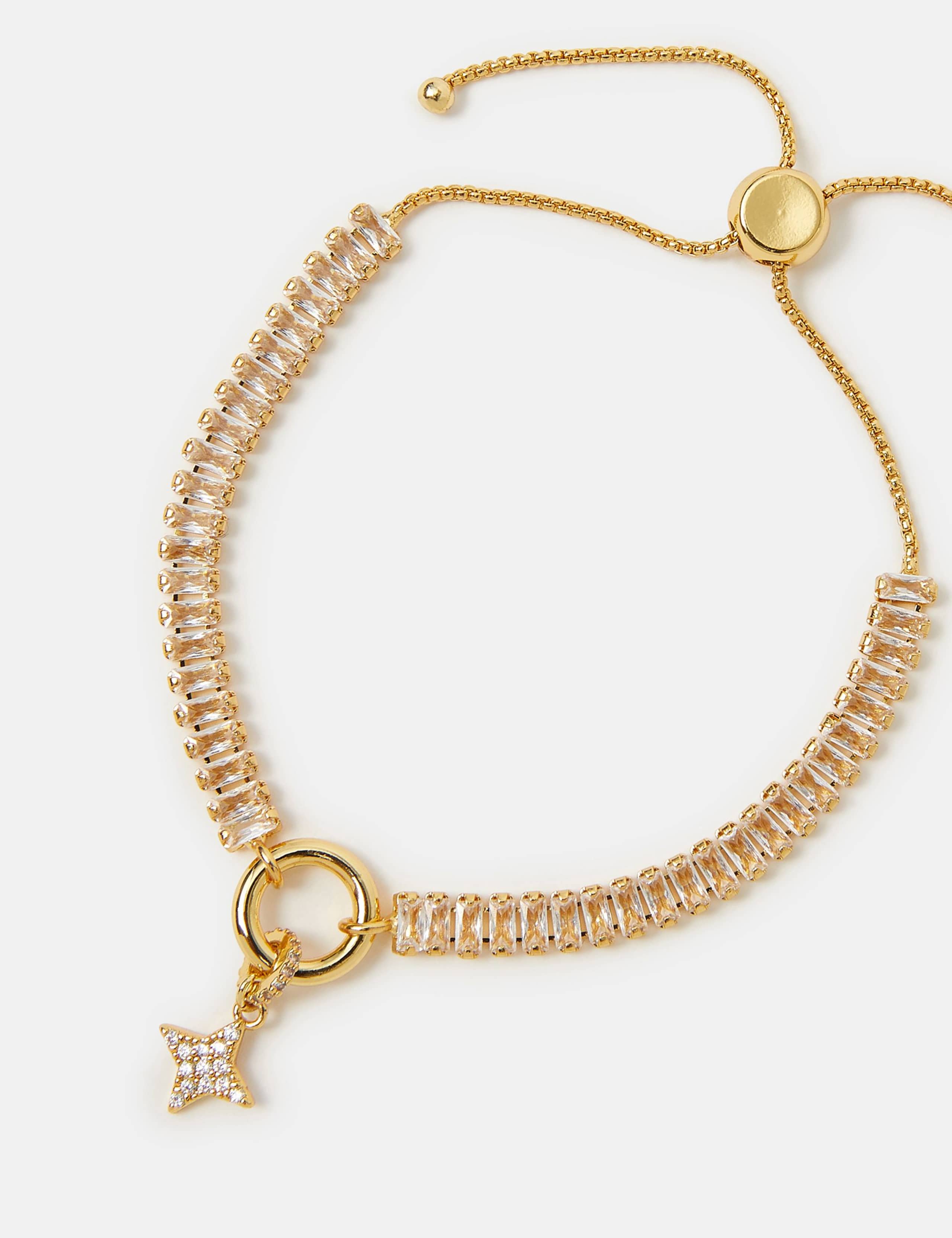 Z by Accessorize 14ct gold plated baguette charm bracelet (British brand)