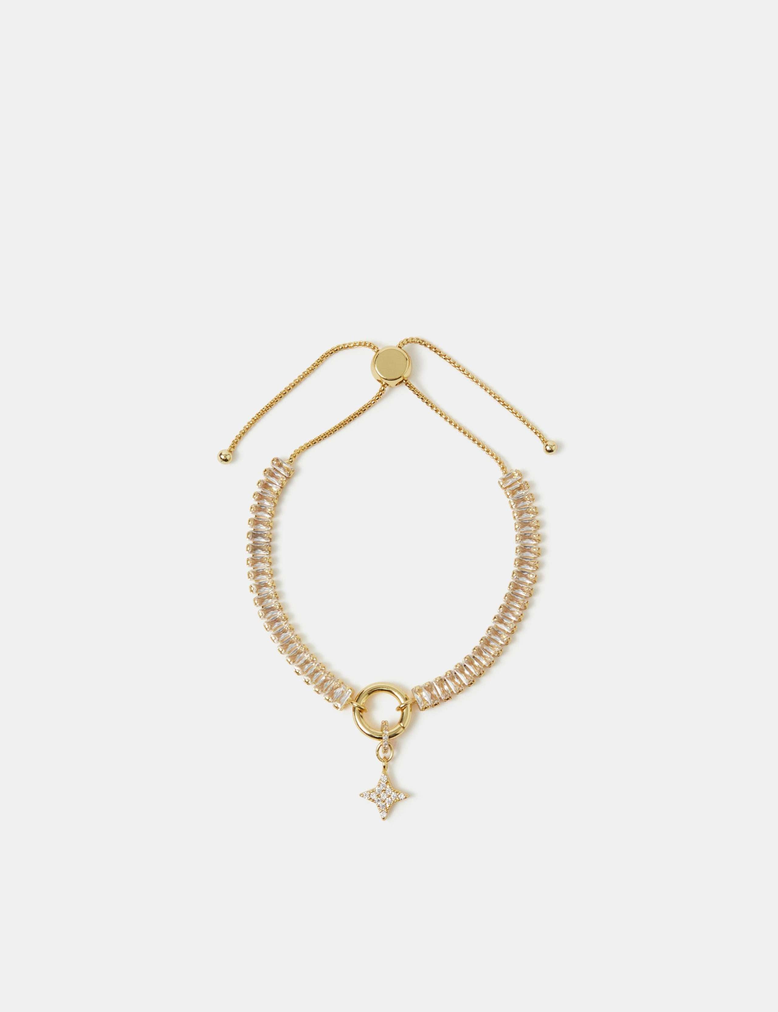 Z by Accessorize 14ct gold plated baguette charm bracelet (British brand)