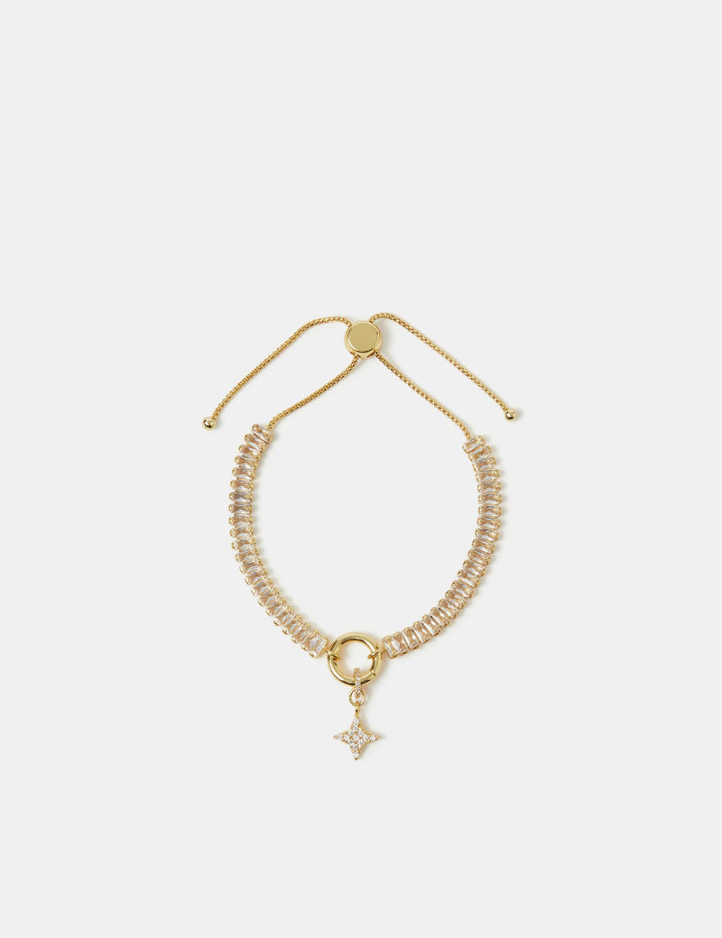 Z by Accessorize 14ct gold plated baguette charm bracelet (British brand)