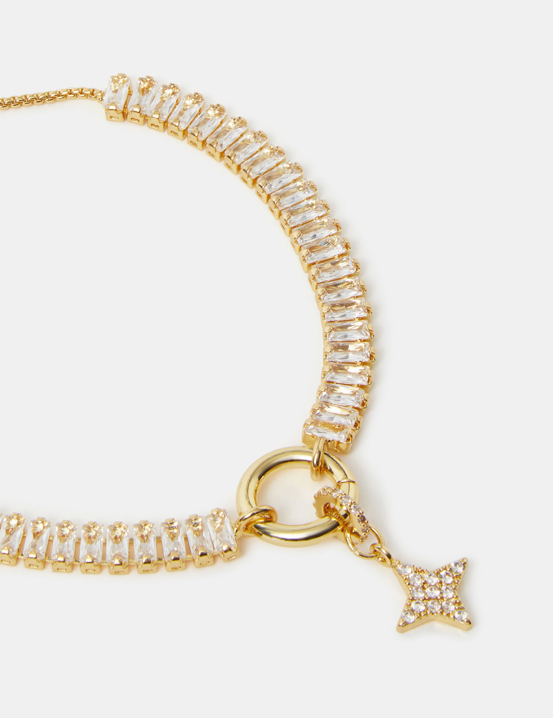 Z by Accessorize 14ct gold plated baguette charm bracelet (British brand)