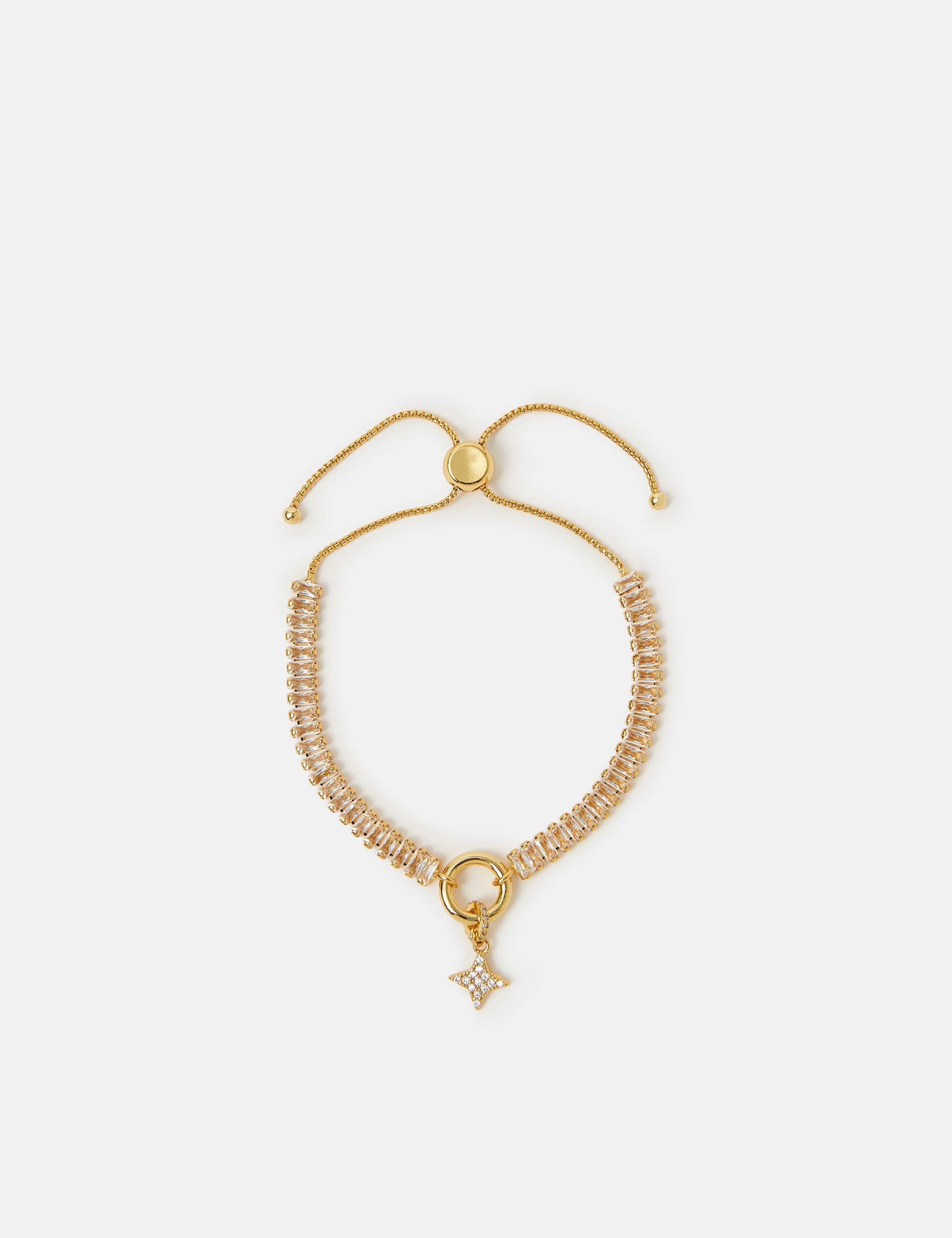 Z by Accessorize 14ct gold plated baguette charm bracelet (British brand)