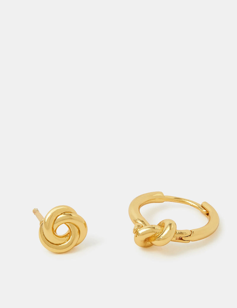 Accessorize knot hoop and stud earrings 1 cm, imported from the UK