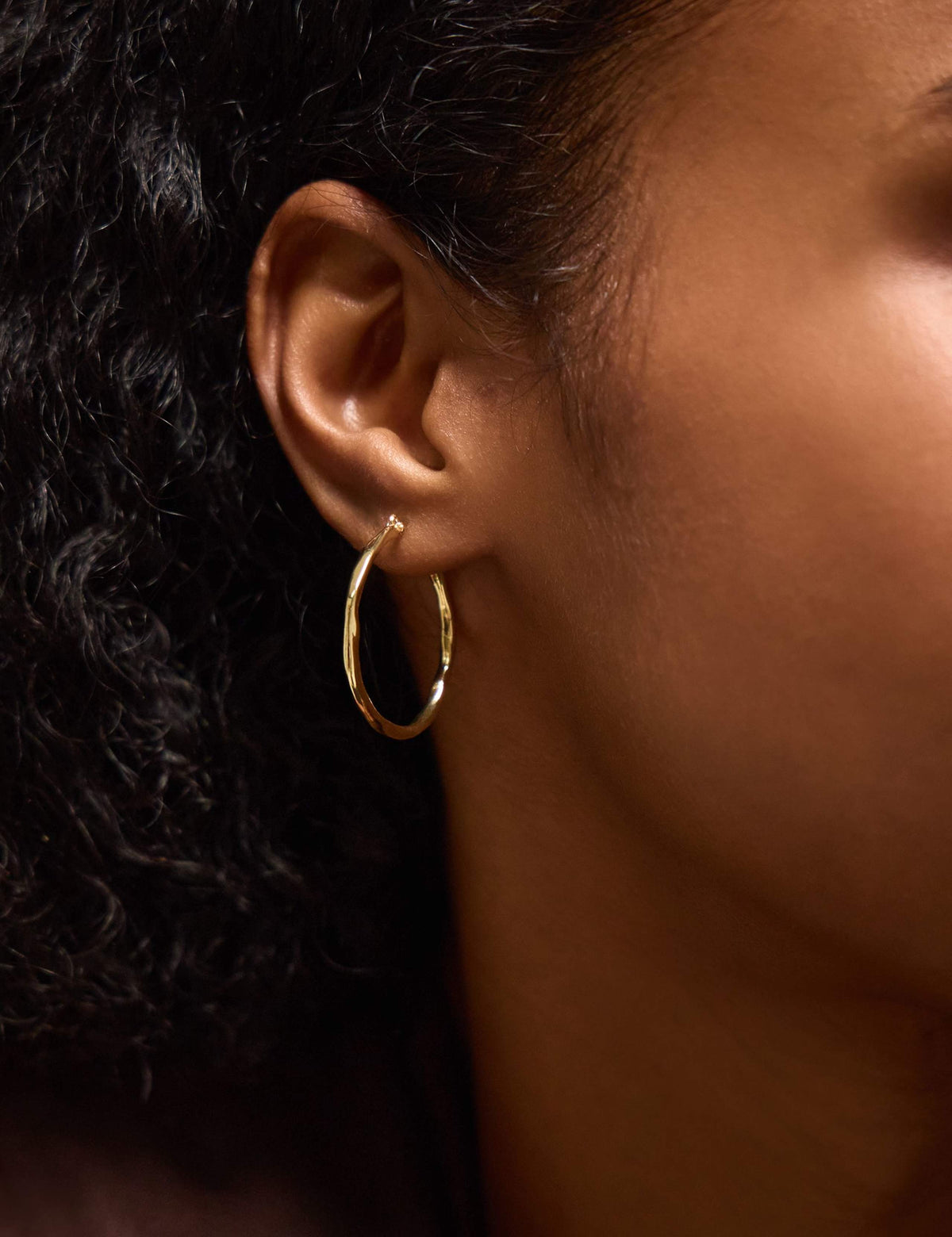 Accessorize 14ct gold plated brass medium hoop earrings 3cm - British product