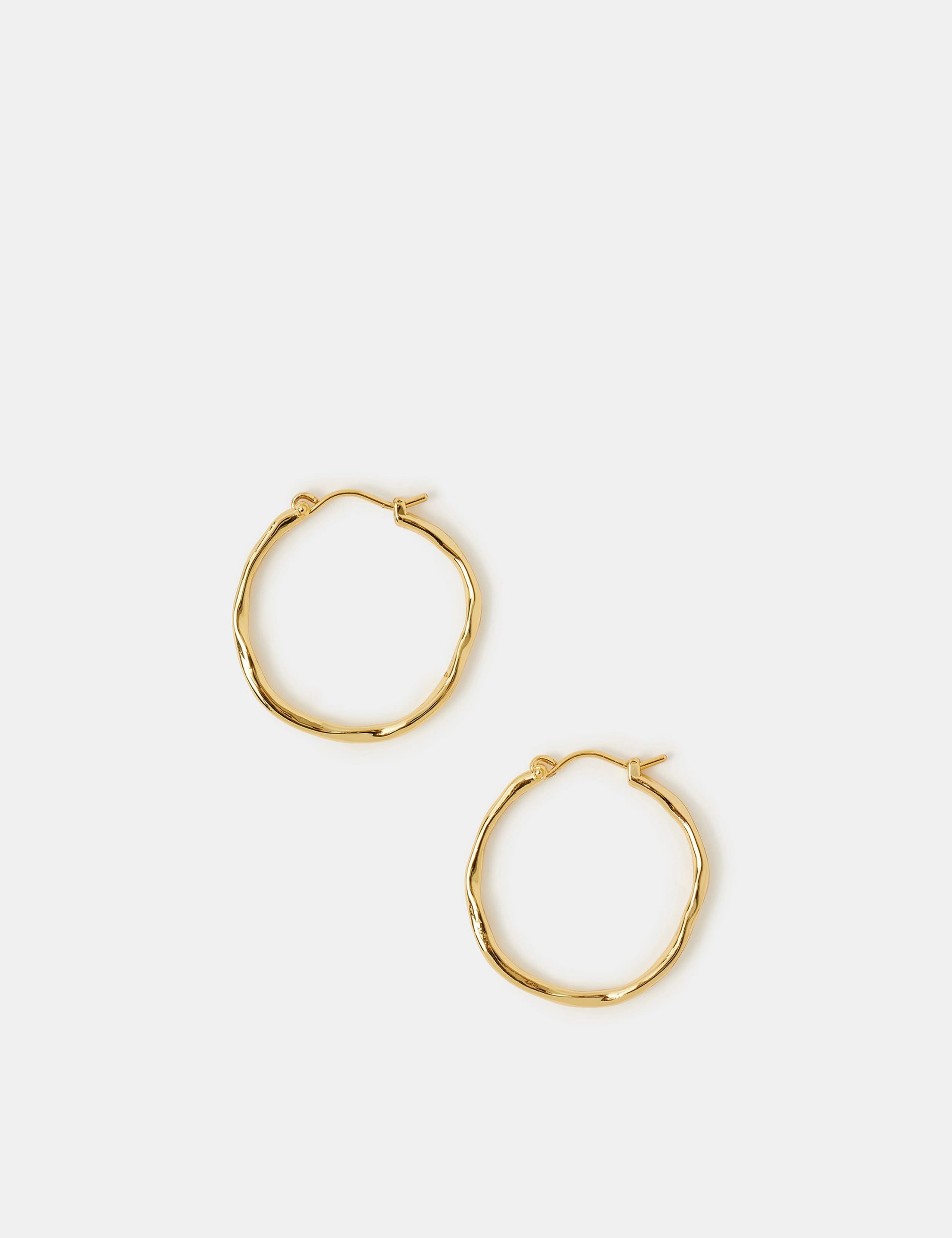Accessorize 14ct gold plated brass medium hoop earrings 3cm - British product
