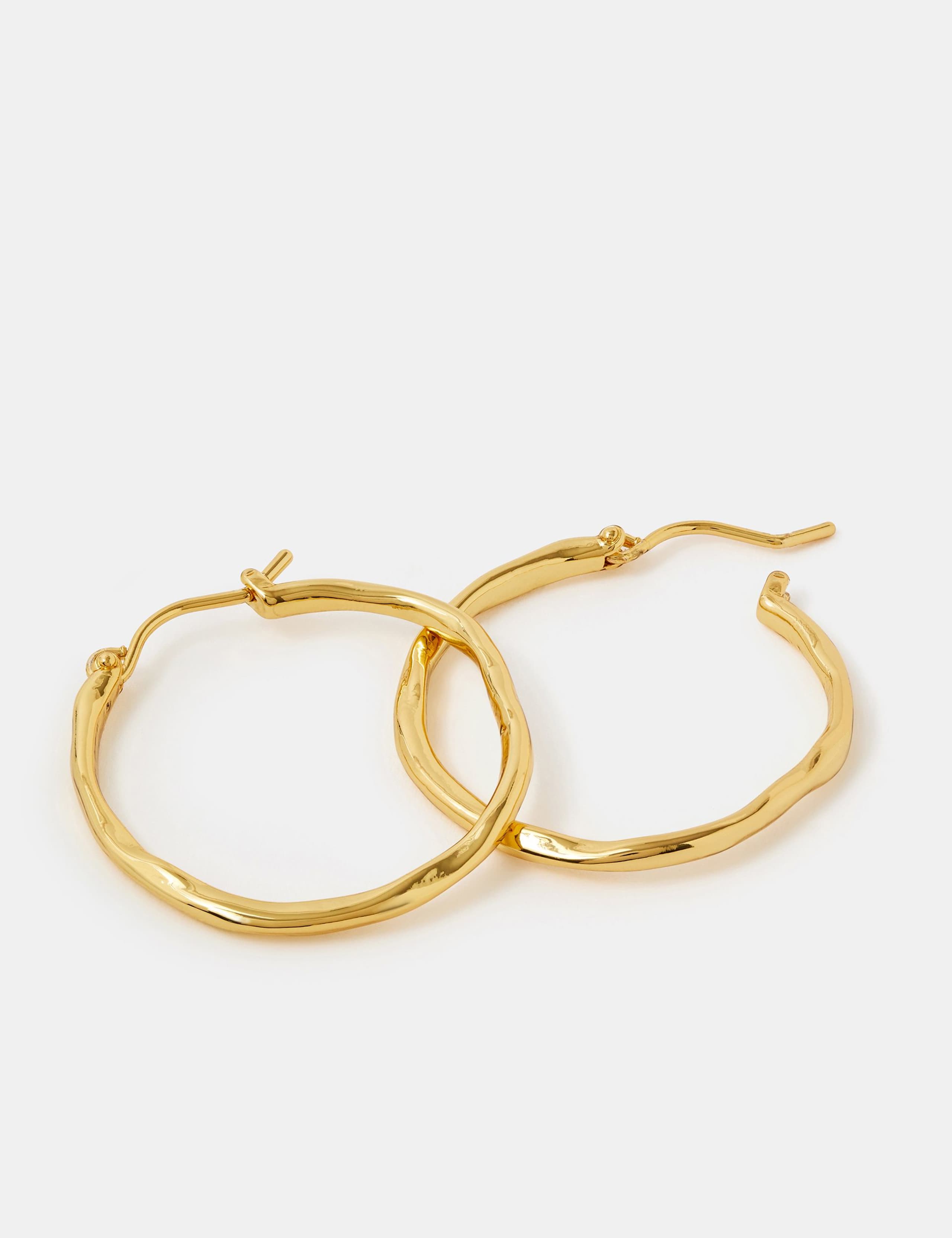 Accessorize 14ct gold plated brass medium hoop earrings 3cm - British product