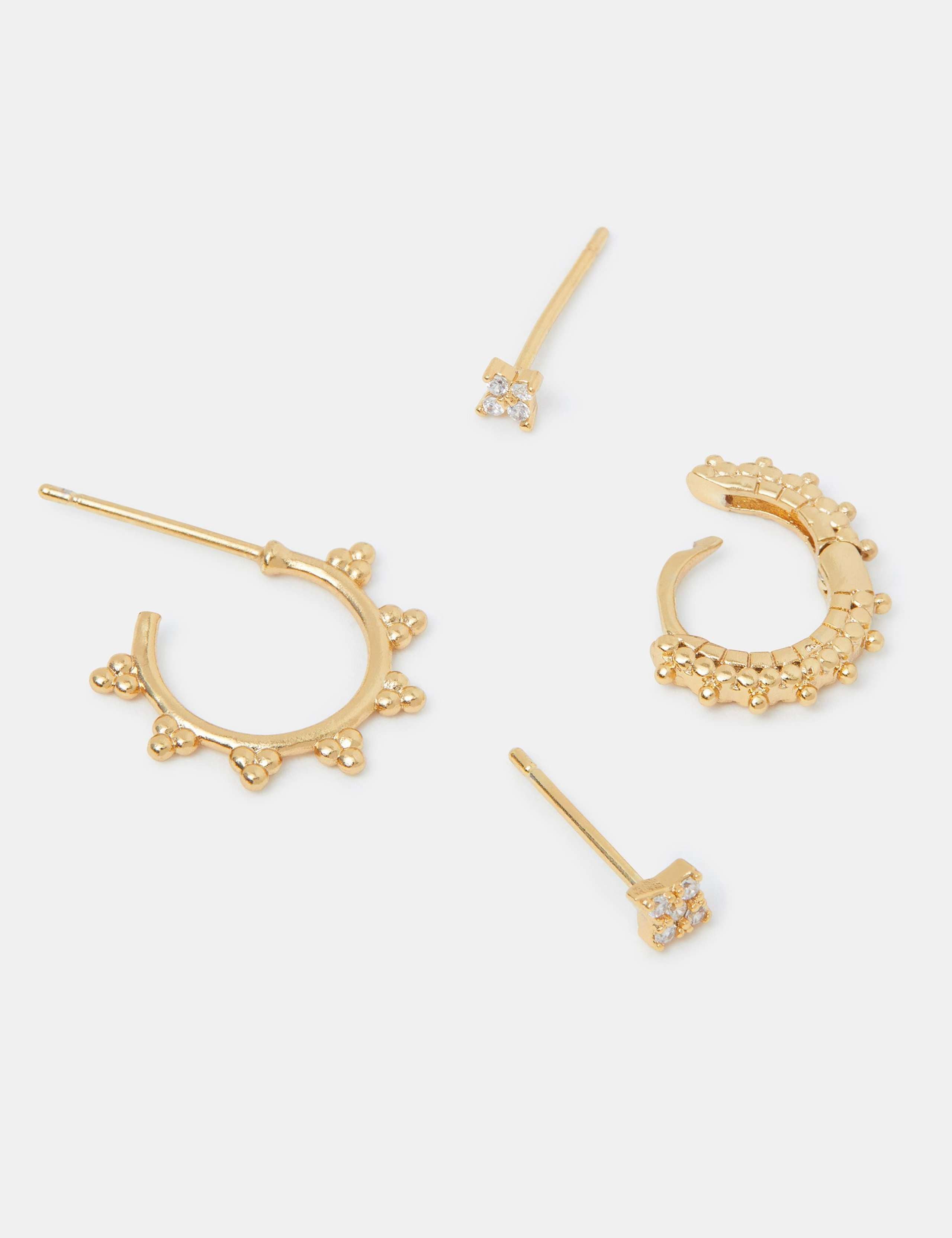 Accessorize gold plated flower earrings set of four, imported from the UK