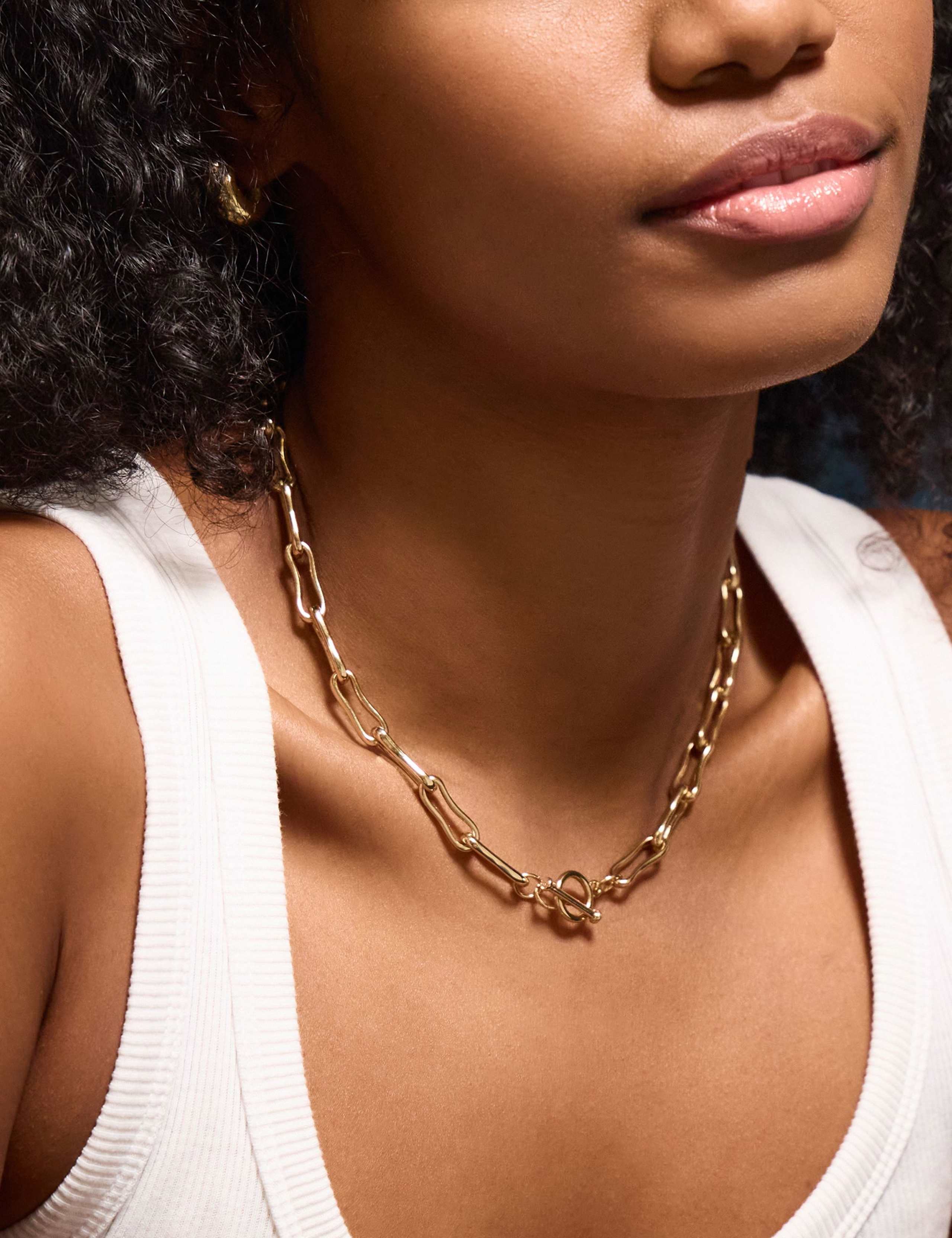 Accessorize gold plated molten look chain necklace, UK version