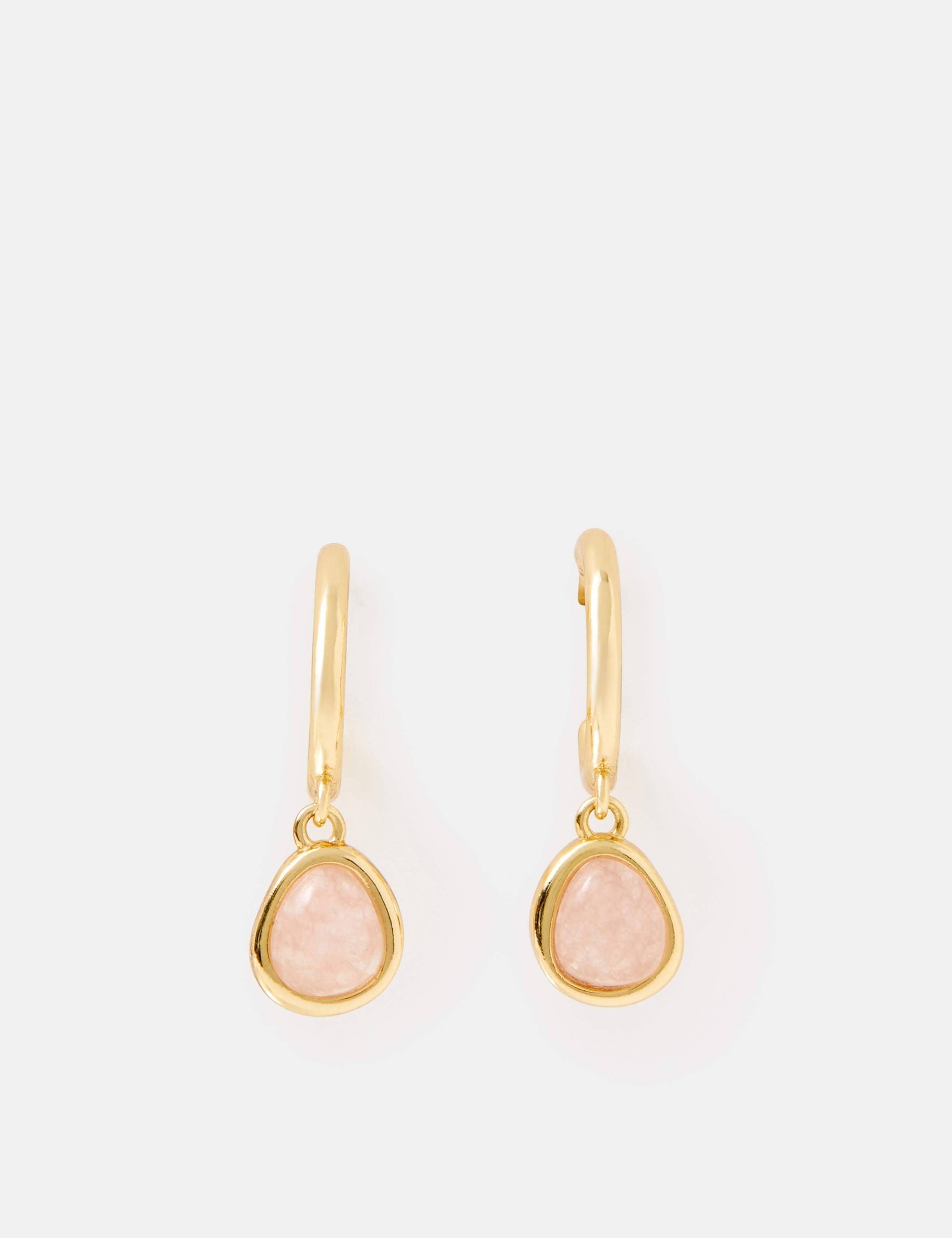 Accessorize rose quartz drop earrings 14ct gold plated, imported from the UK
