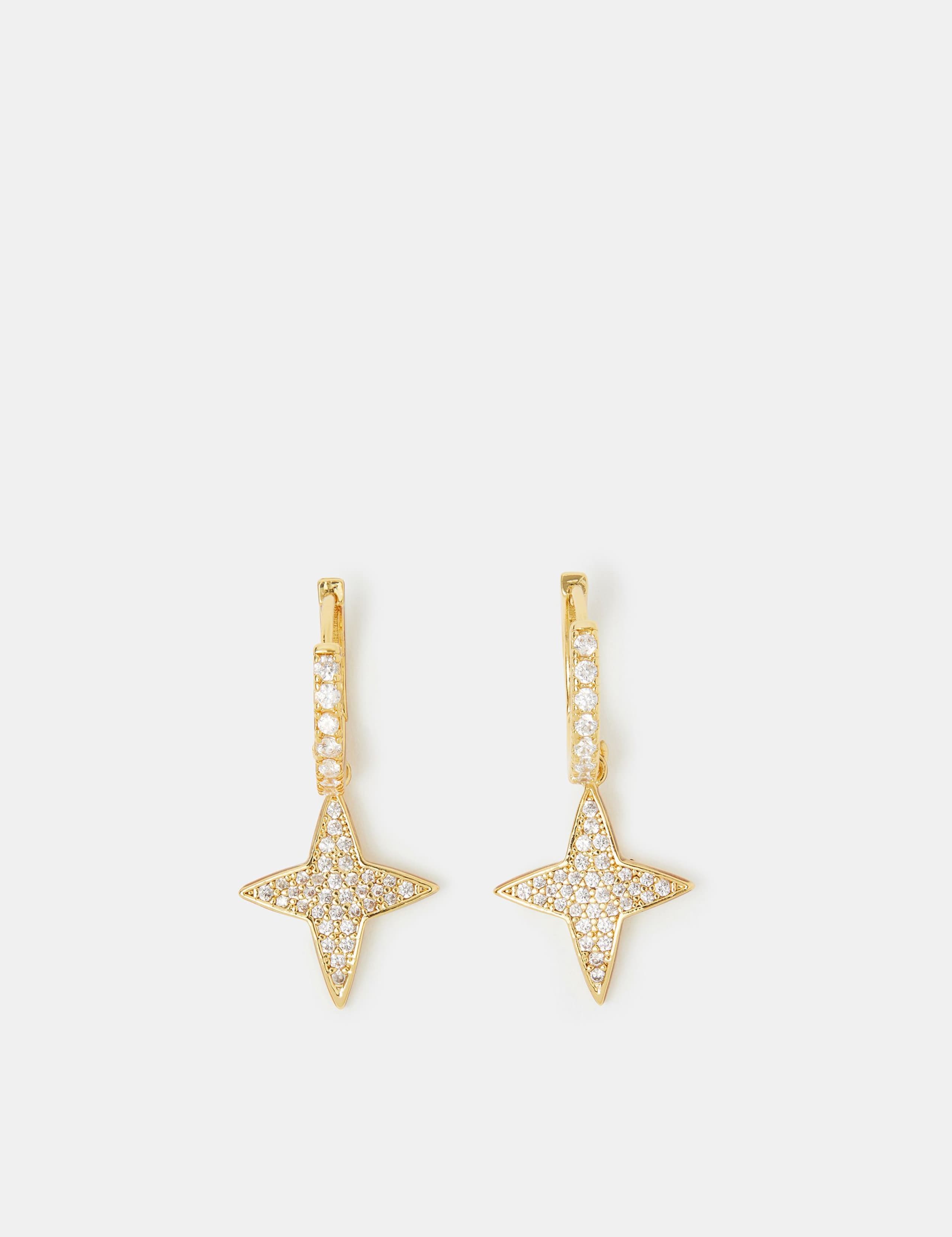 Accessorize 14ct gold plated star hoop earrings 3cm, UK version
