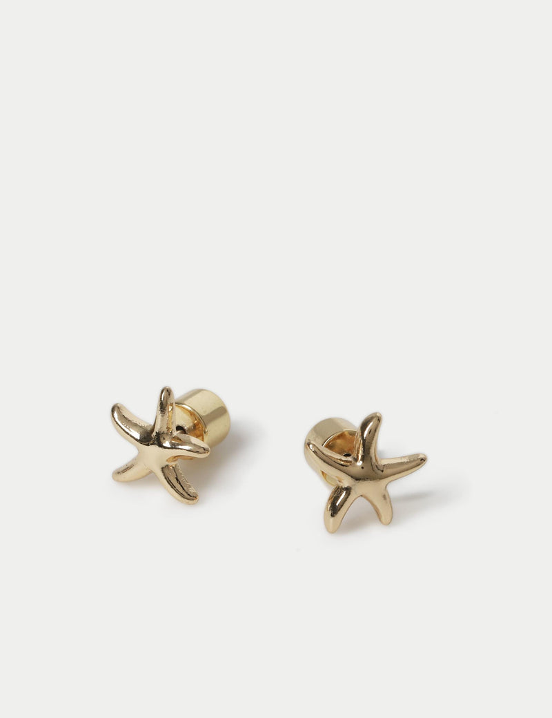 14ct gold plated starfish stud earrings, imported from the UK