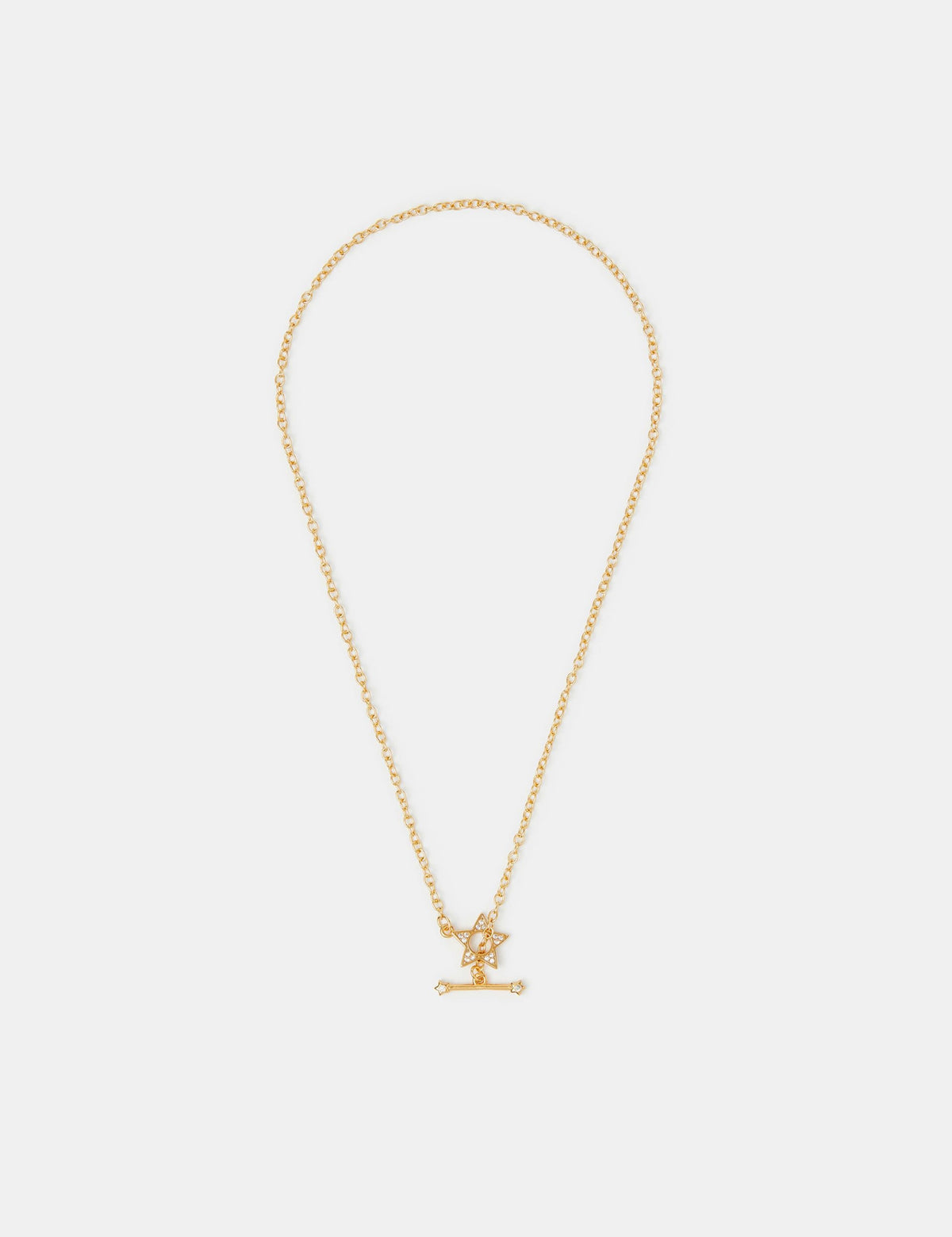 Accessorize 14ct gold plated T bar necklace with cubic zirconia (British brand)