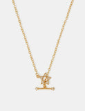 Accessorize 14ct gold plated T bar necklace with cubic zirconia (British brand)