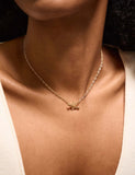 Accessorize 14ct gold plated T bar necklace with cubic zirconia (British brand)