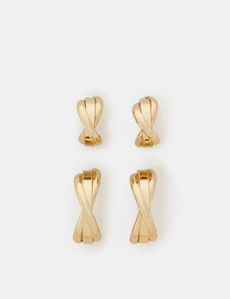 Accessorize gold plated twisted earrings two-pack (British brand)