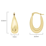 14ct Yellow Gold Teardrop Hoop Earrings