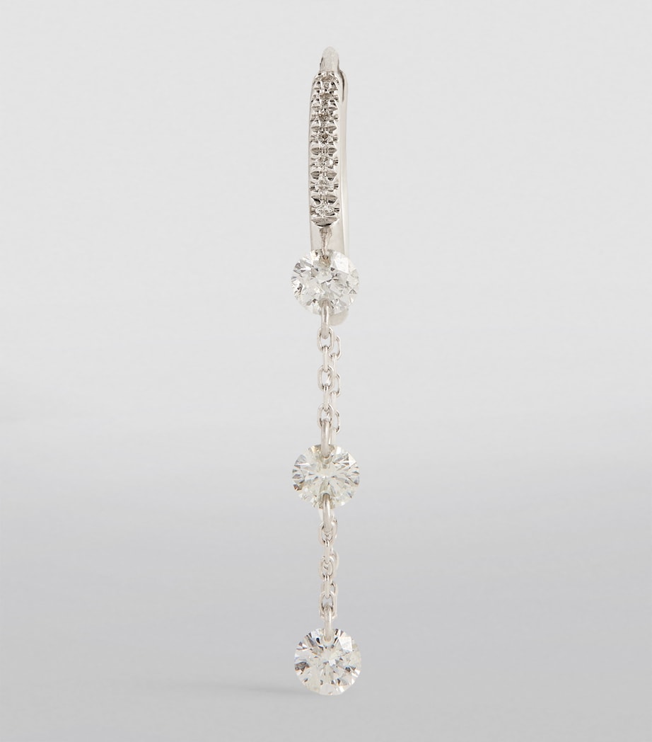 Persée white gold diamond drop huggie single earring, imported from the UK