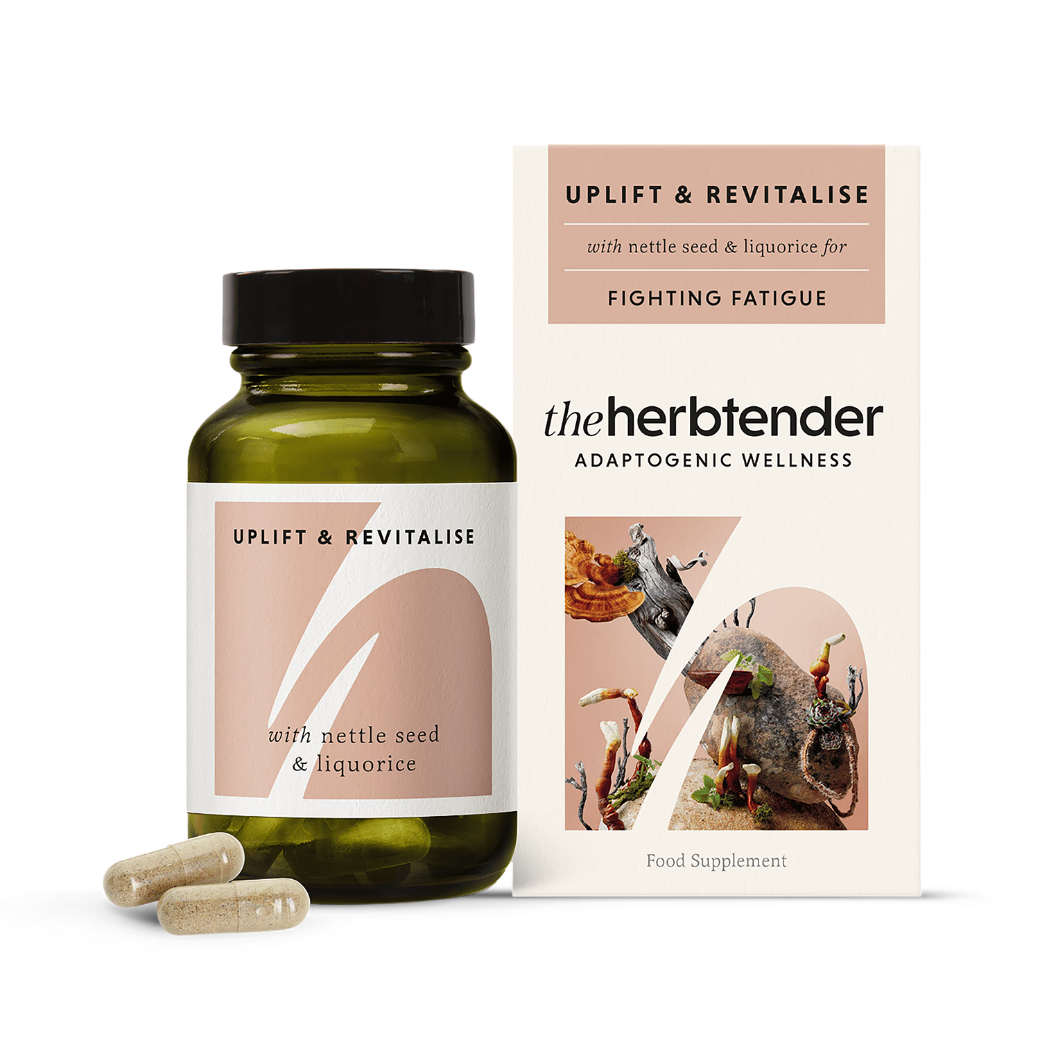 The Herbtender Uplift & Revitalise herbal supplement capsules 60, UK version
