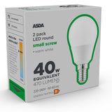 ASDA LED Round 40W Small Screw Lightbulb General Household ASDA   