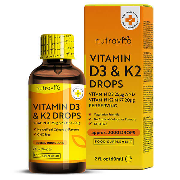 Nutravita Vitamin D3 & K2 Drops - 2000 Vegetarian Drops