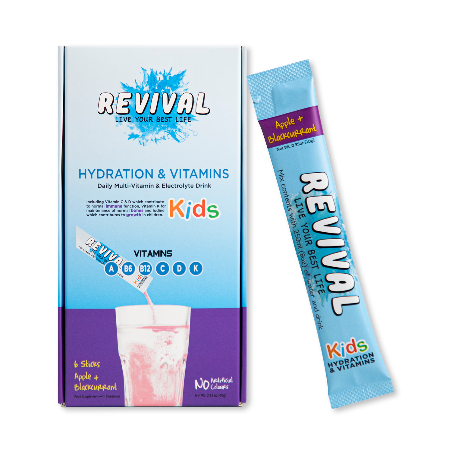 Revival kids multivitamin drink apple blackcurrant 6-pack (British brand)