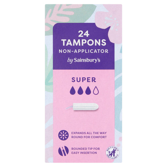 Sainsbury's Non Applicator Tampons Super x24 feminine care Sainsburys   