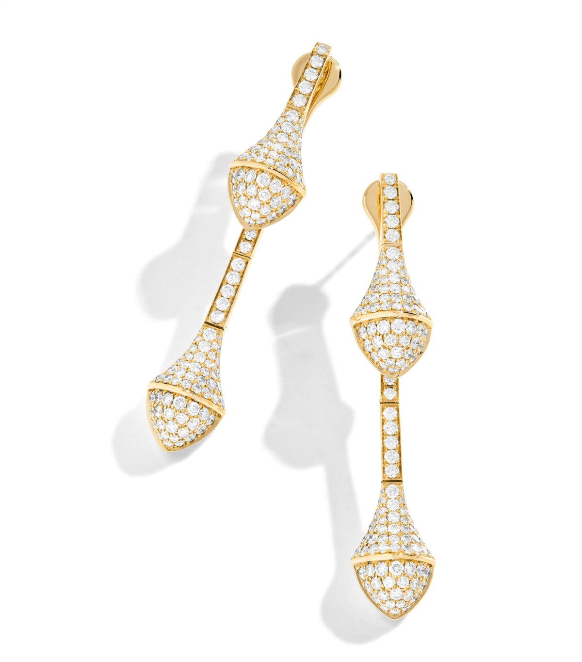 Marli New York yellow gold diamond drop earrings, imported from the UK