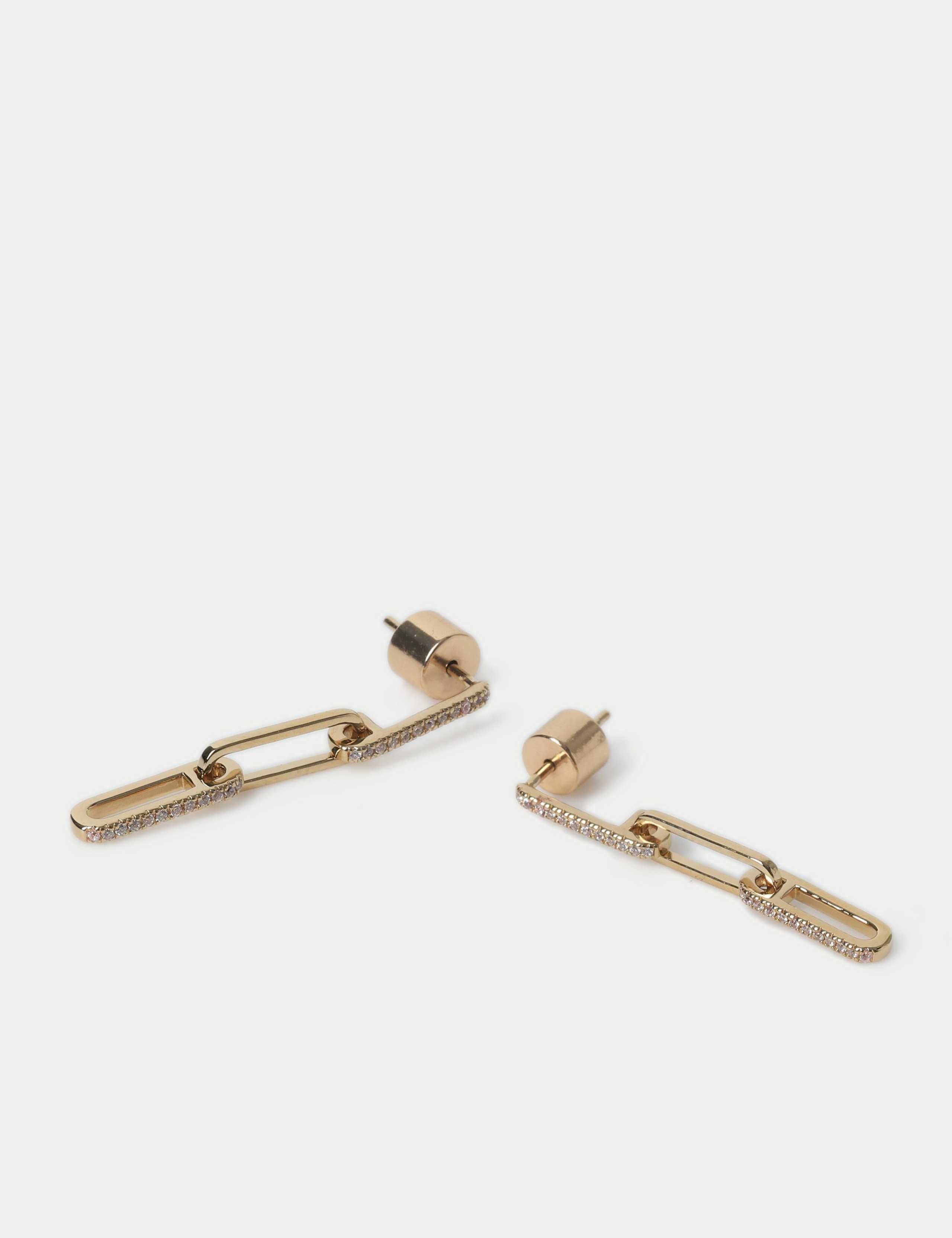 Gold plated link drop earrings 40cm - British product