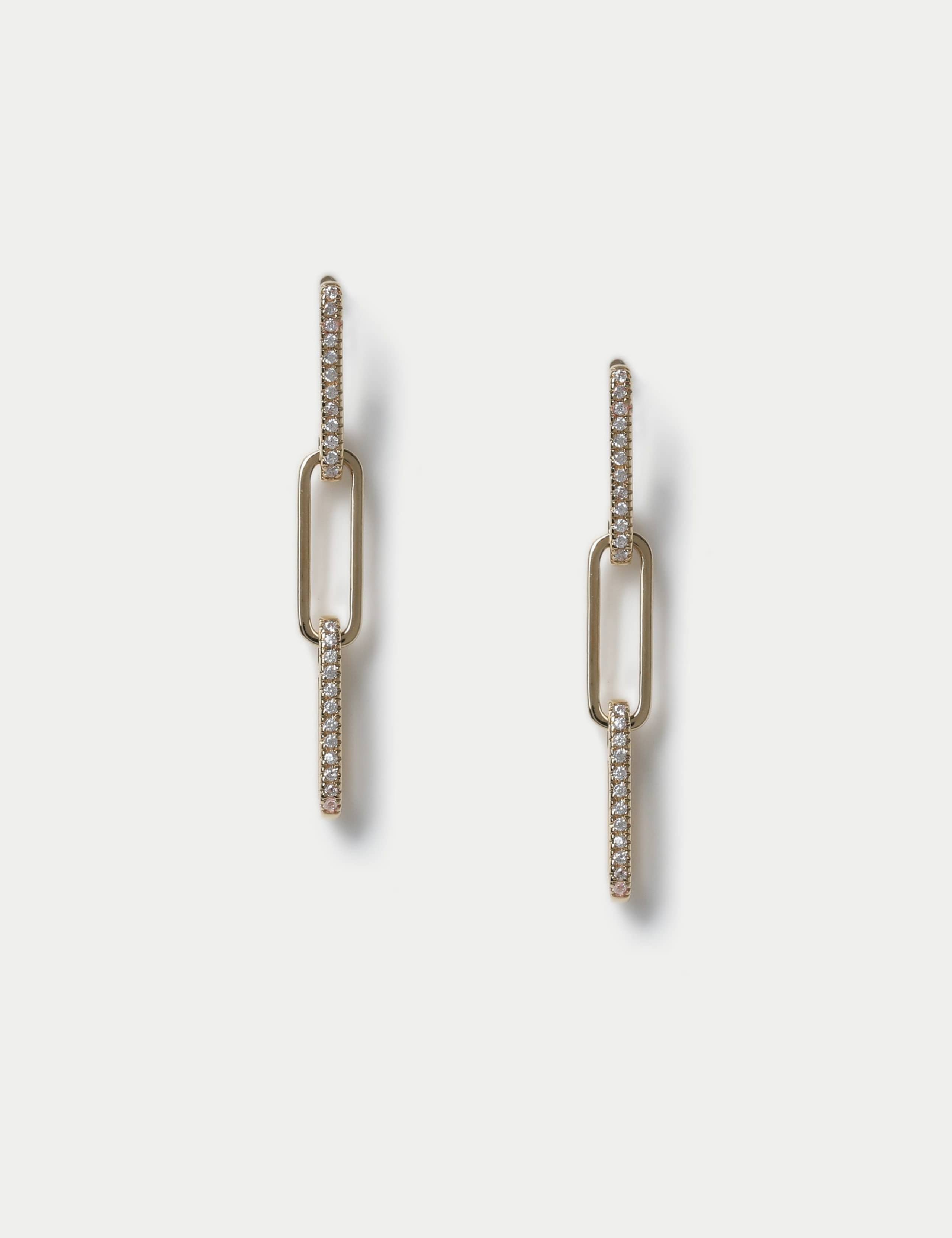 Gold plated link drop earrings 40cm - British product