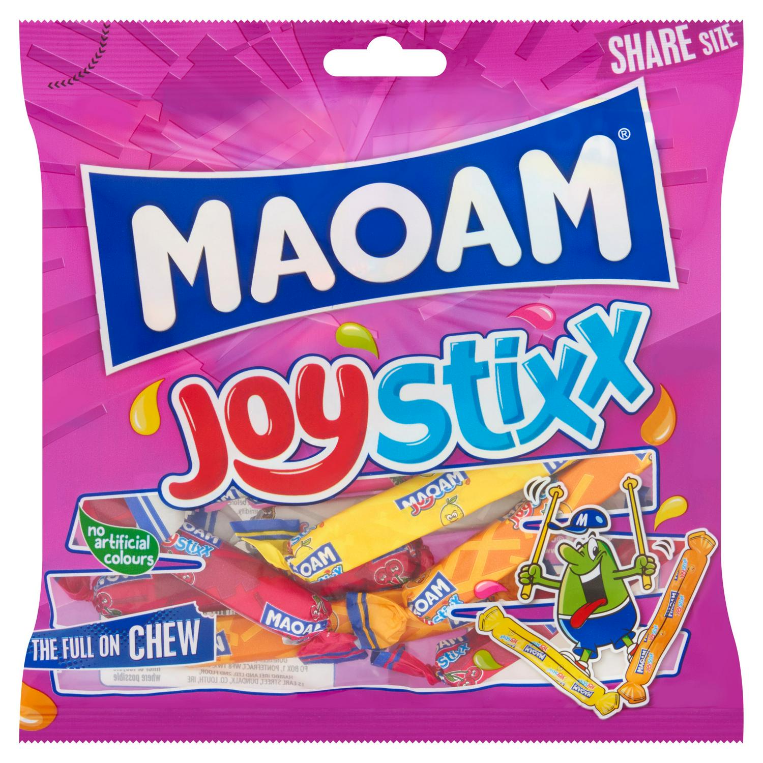 Maoam Joystixx chewy sweets 140g bag, imported from the UK