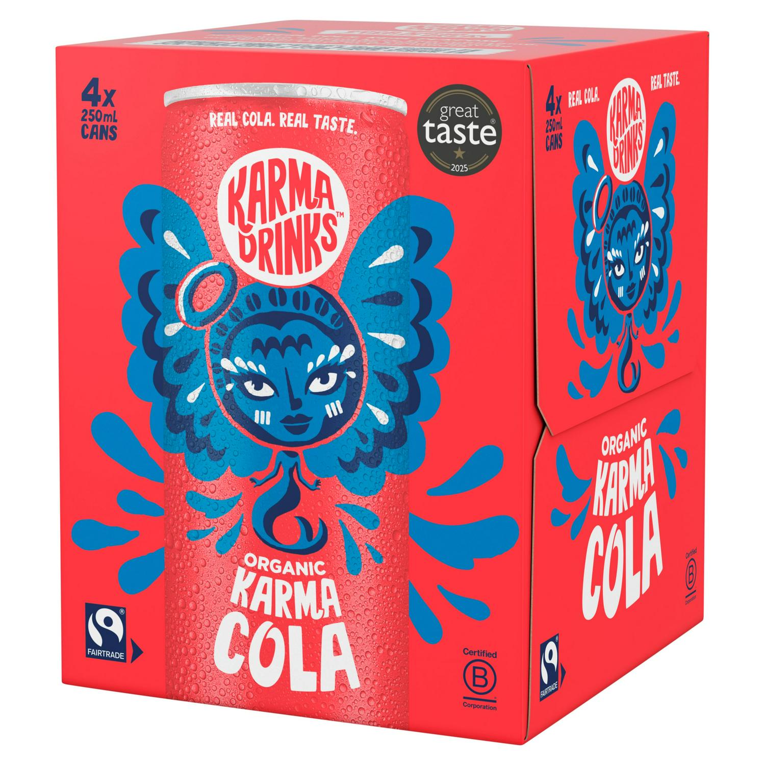 Karma Drinks Organic Cola Cans 4 x 250ml, imported from the UK