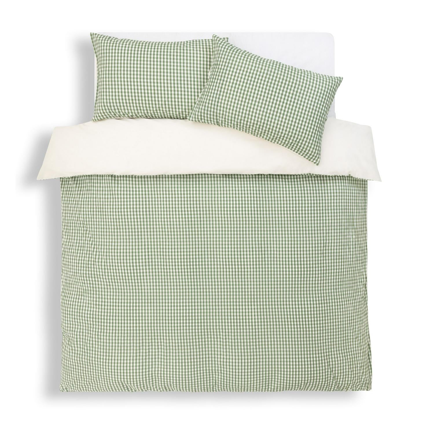 Habitat Seersucker Gingham Bedding Set Green, UK version