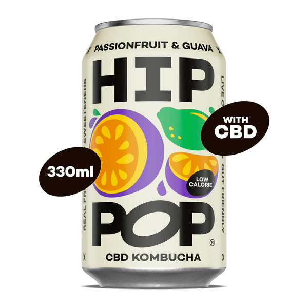 Hip Pop Passionfruit & Guava CBD Kombucha 330ml