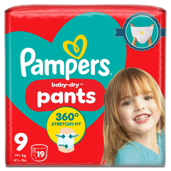 Nappy Pants Size 9 for Babies 19kg+, 19-Pack with Stop & Protect System