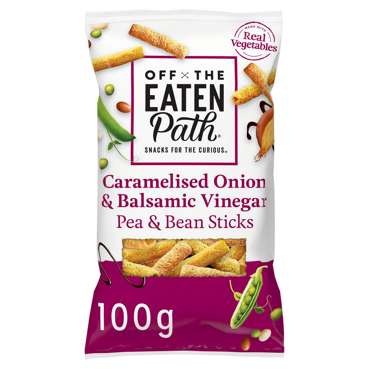 Caramelised Onion & Balsamic Vinegar Pea and Bean Snack Sticks 100g