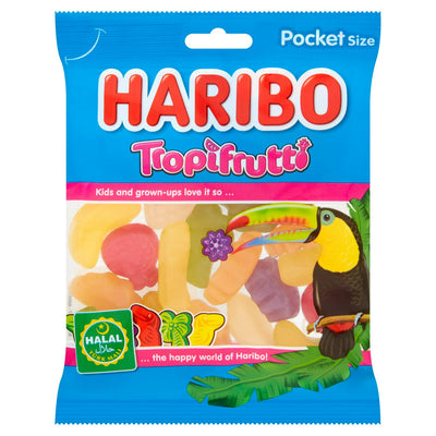 Sainsburys Haribo Halal Tropifrutti Fruit Gums 100g - Achetez en ligne sur McGrocer
