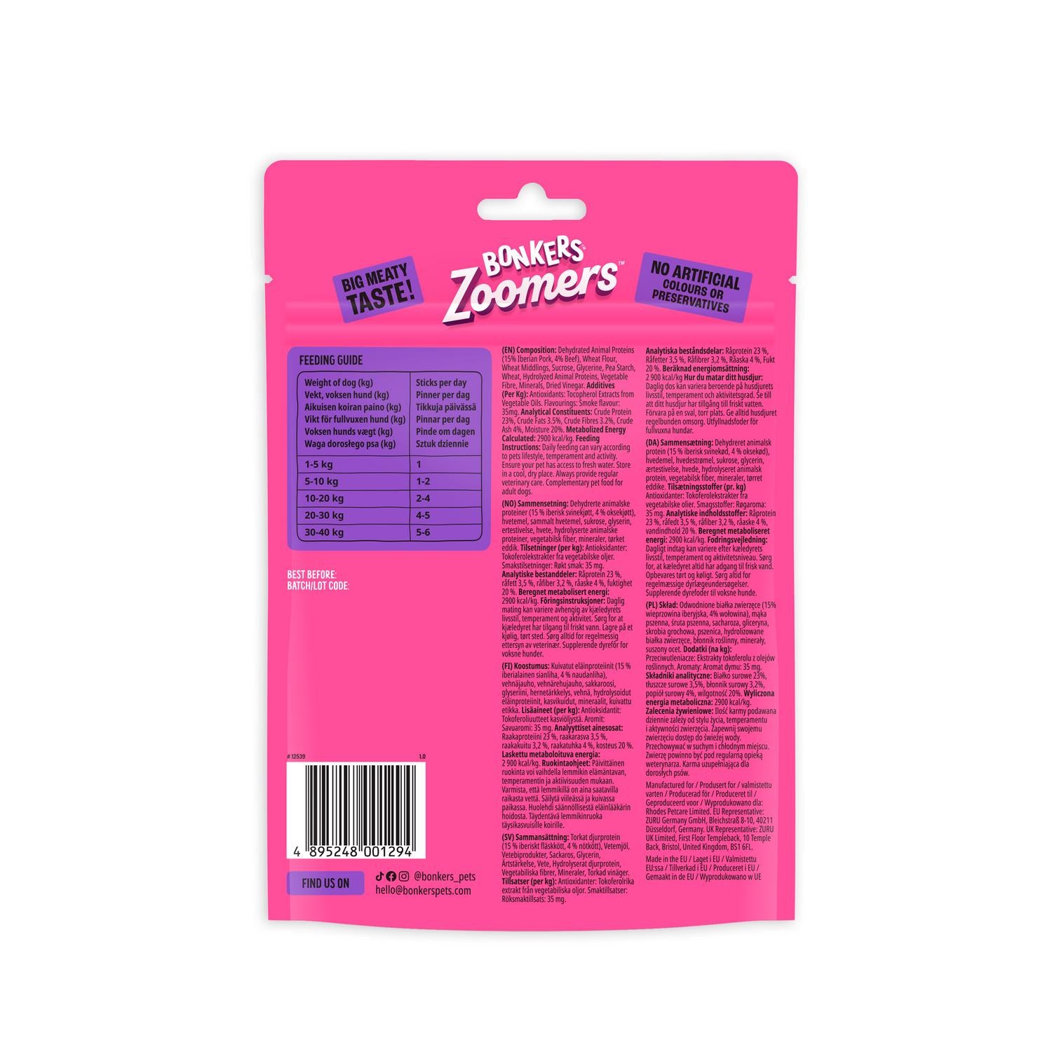 Bonkers BBQ beef dog treats 85g - British product